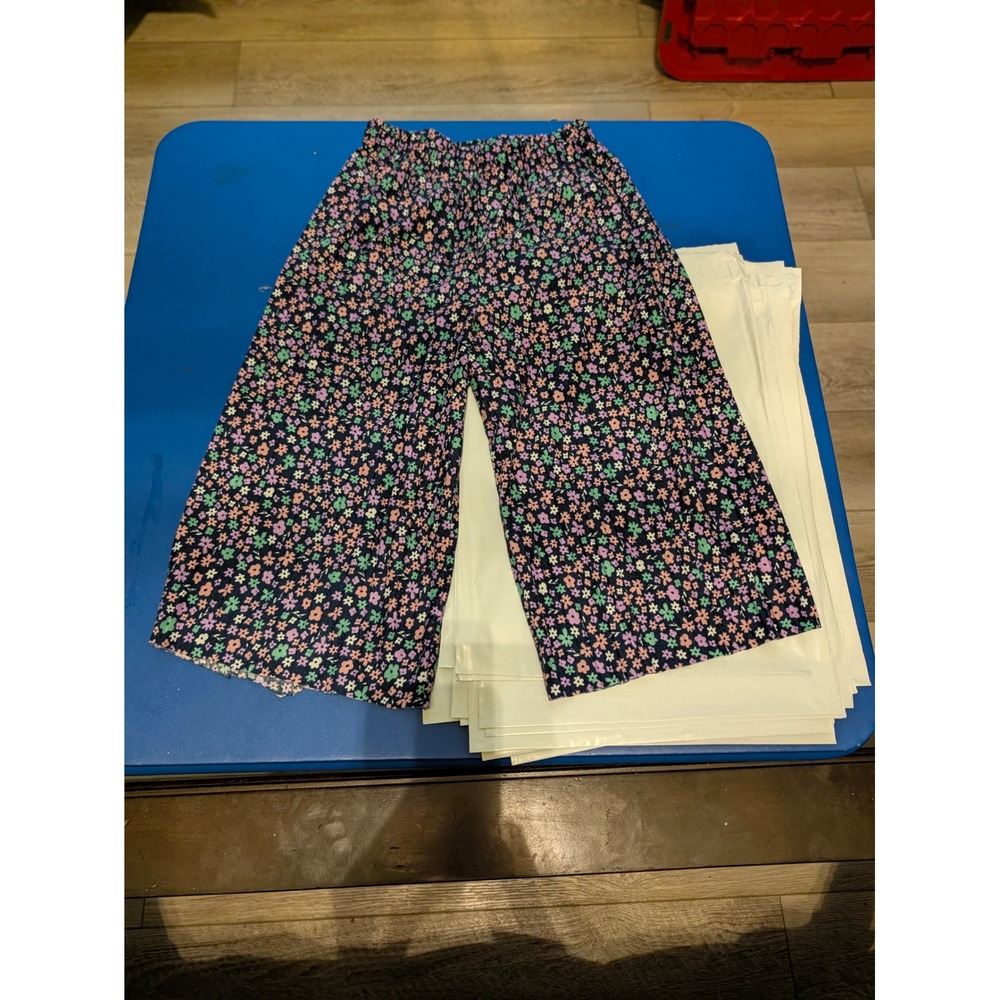 Wonder Nation Girls Navy Floral Wide Leg Pull On Pants Size 5T WA11100020822K1